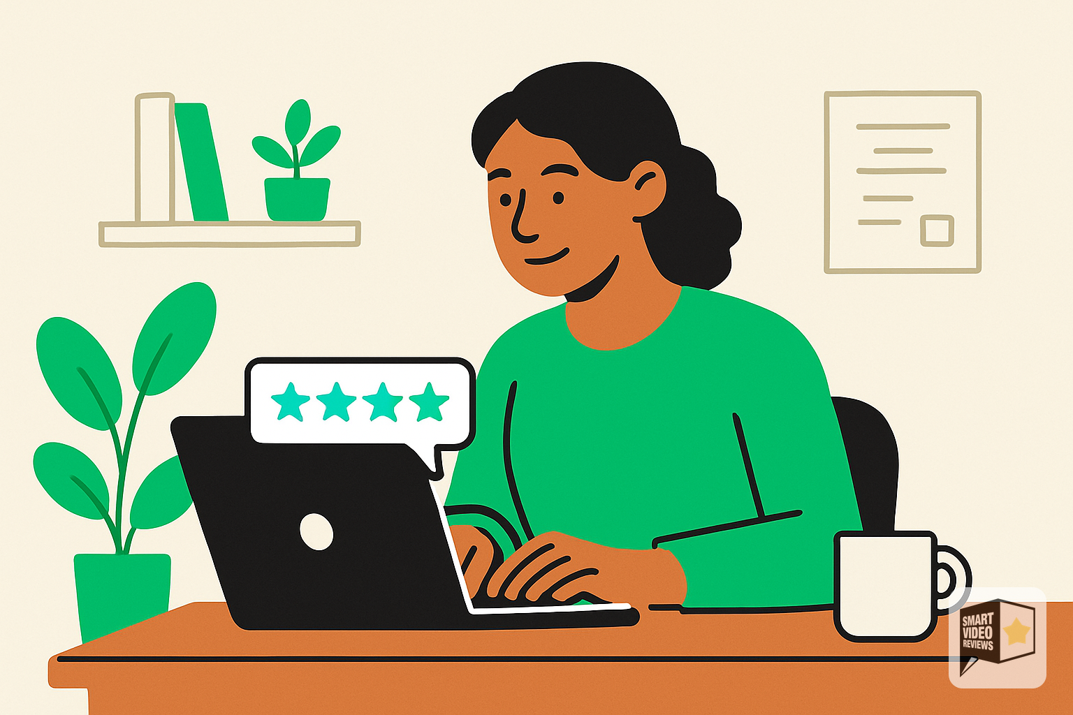 Business owner responding to customer reviews on a laptop at a desk