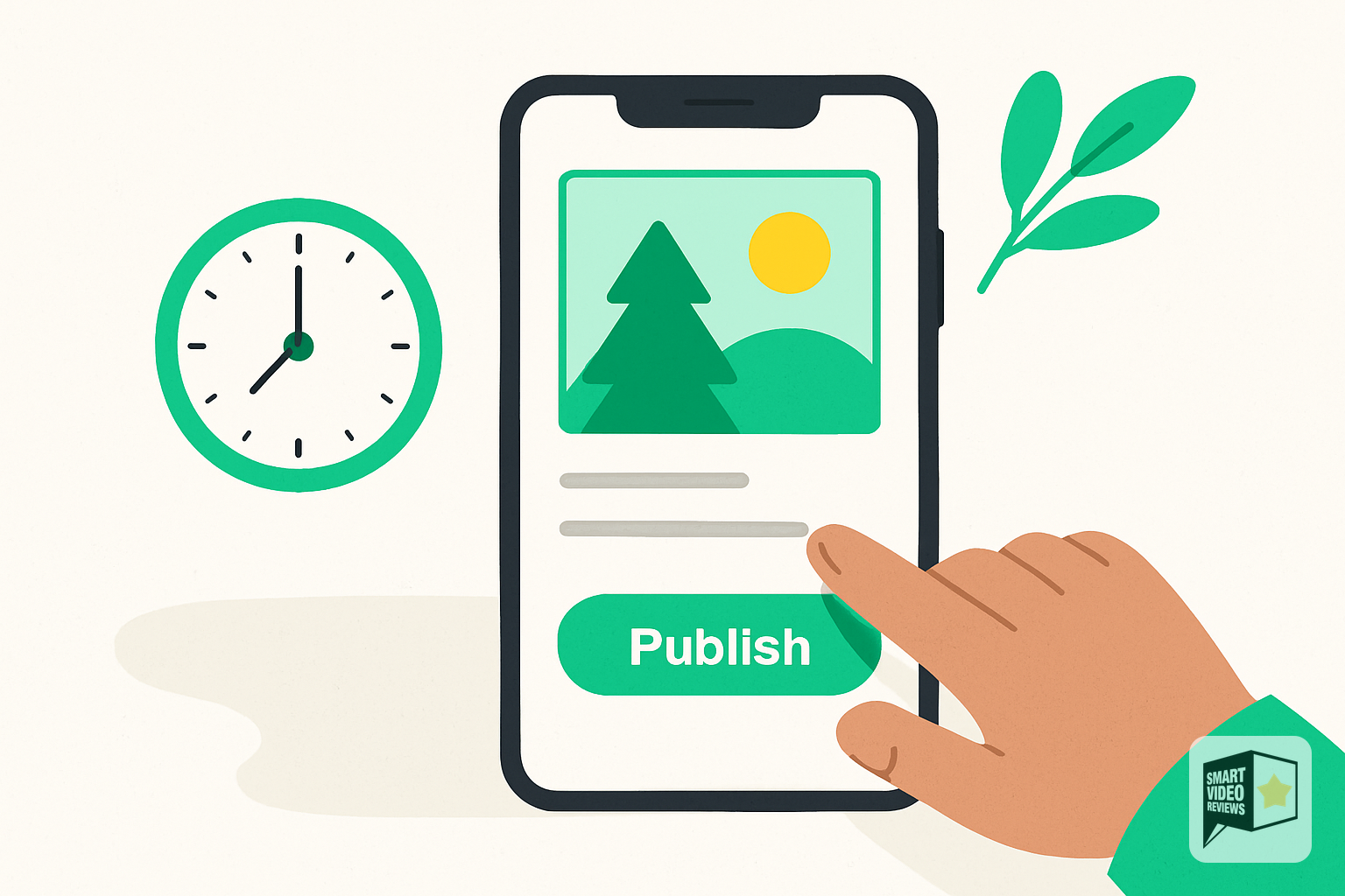 Person publishing a weekly business profile post with a seasonal photo on a phone