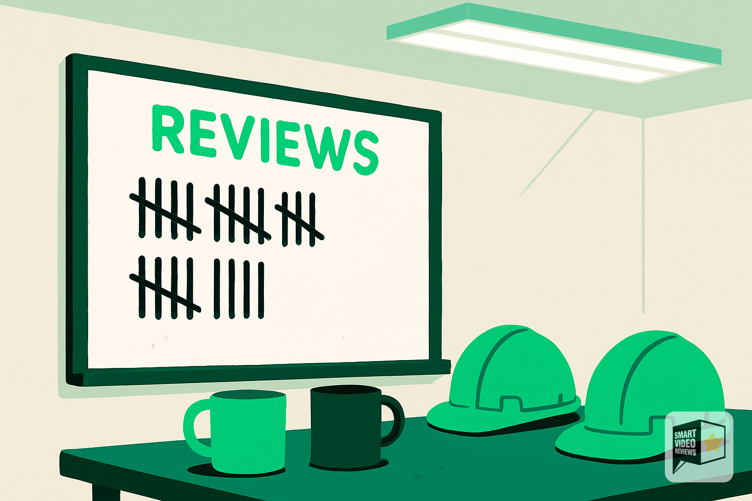 Breakroom whiteboard tracking staff review counts as a quota leaderboard