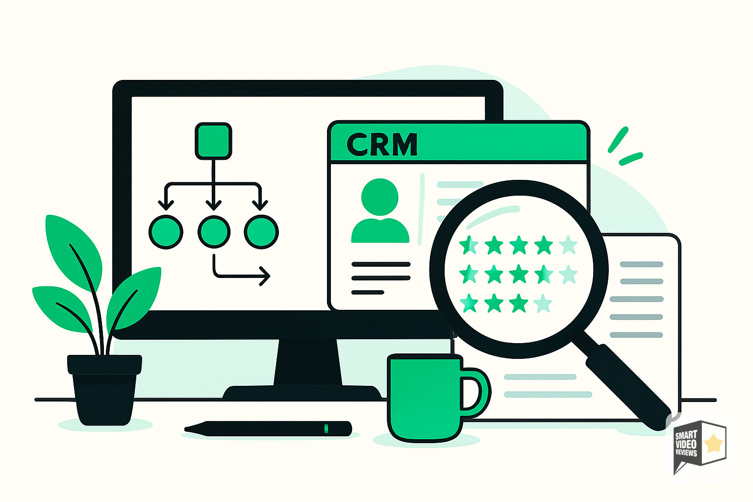 Computer showing review automation workflow being audited on a desk