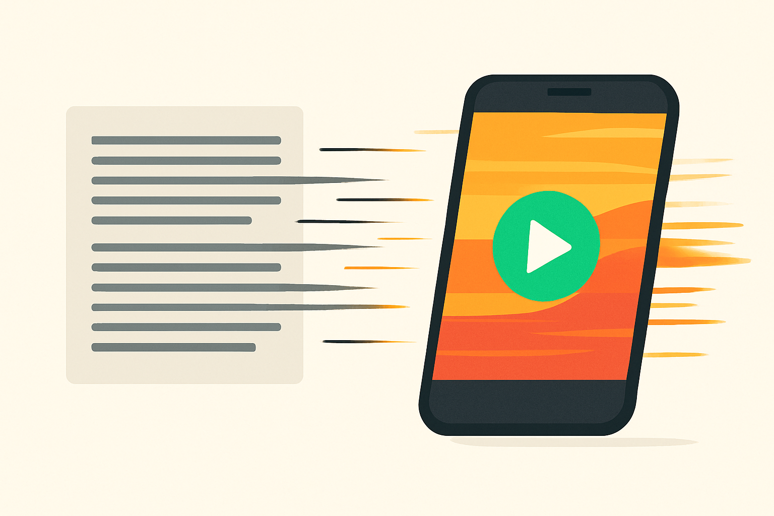 A text review transforming into a dynamic branded video on a phone screen