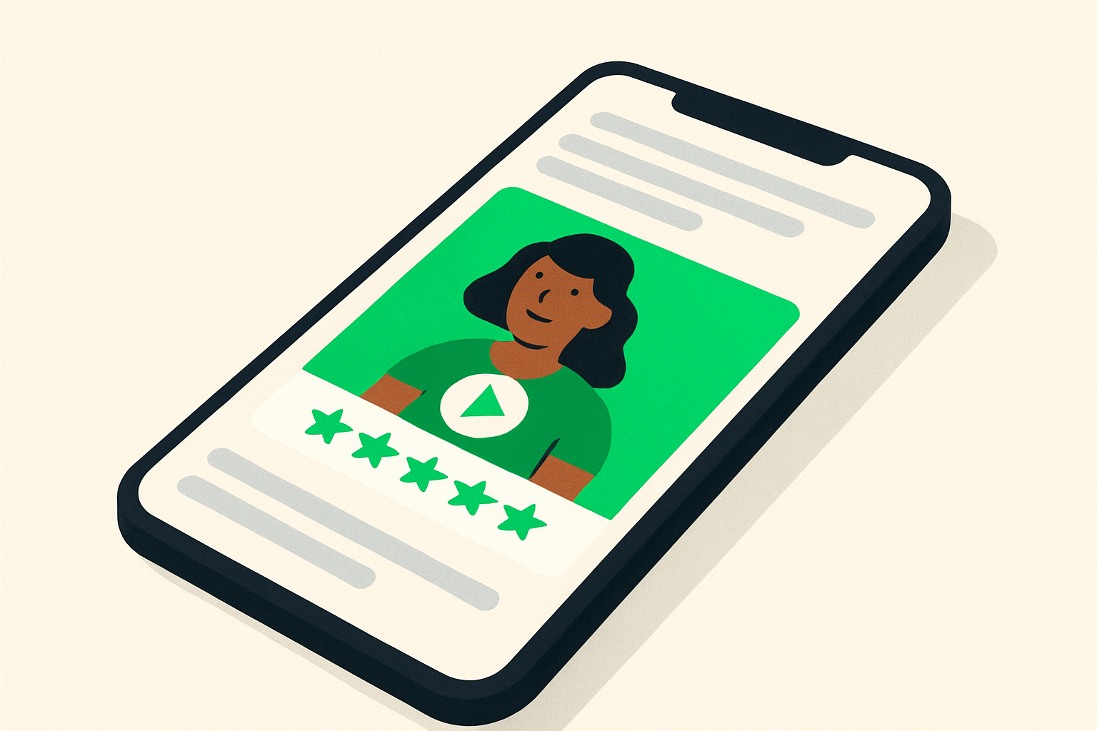 A branded review video standing out among plain text posts in a social feed
