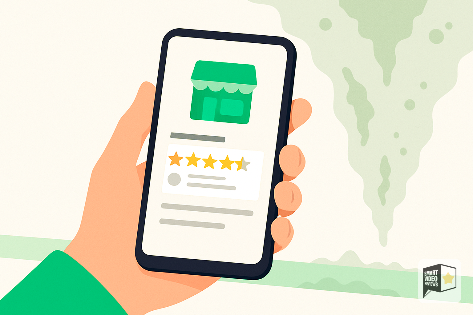 Smartphone displaying local business reviews and star ratings during an emergency search