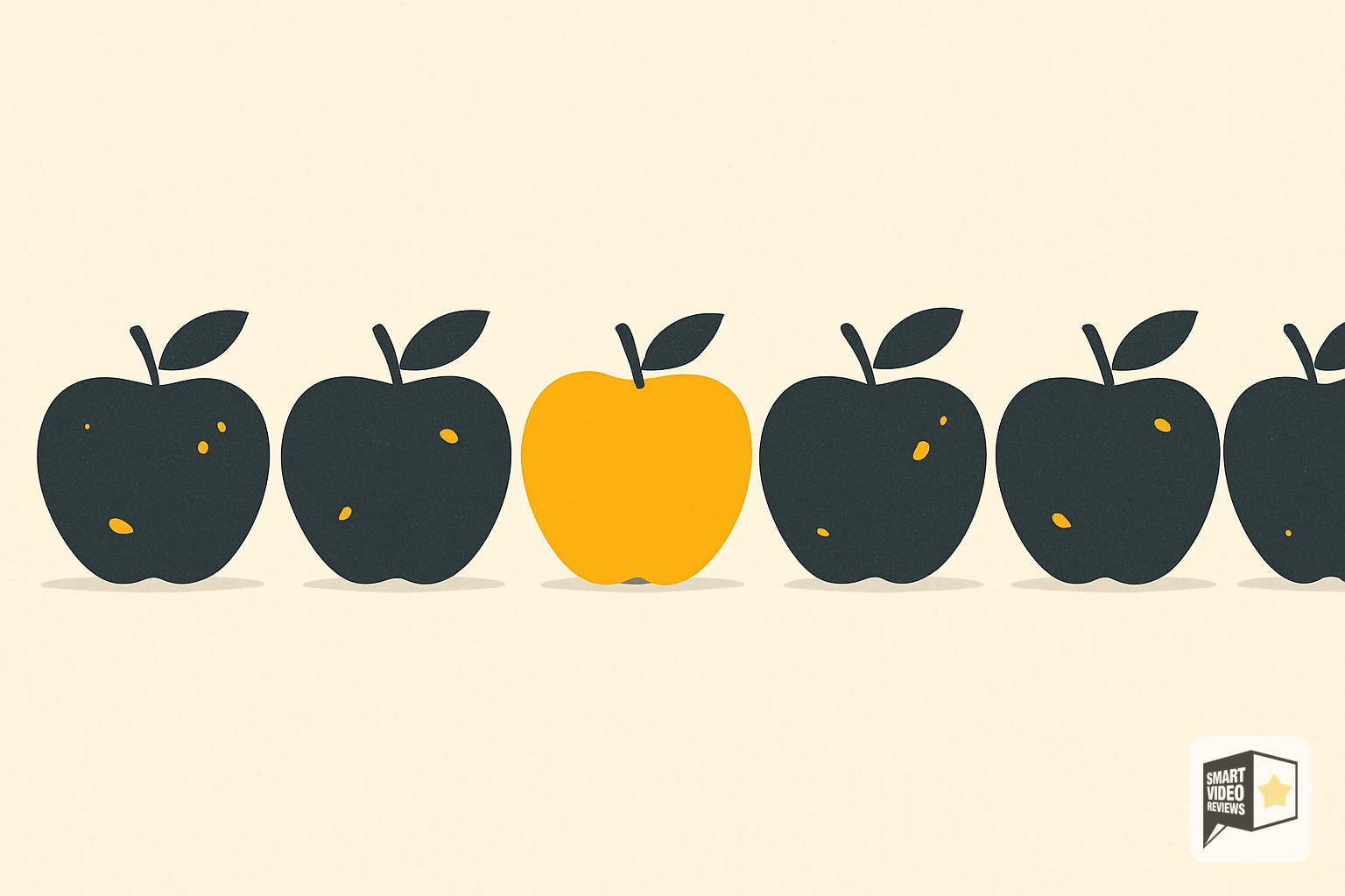 Row of similar apples with one standing out as noticeably more perfect