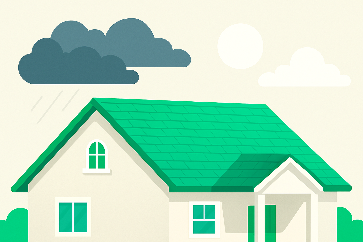 A durable residential roof in excellent condition under a clear sky after storms